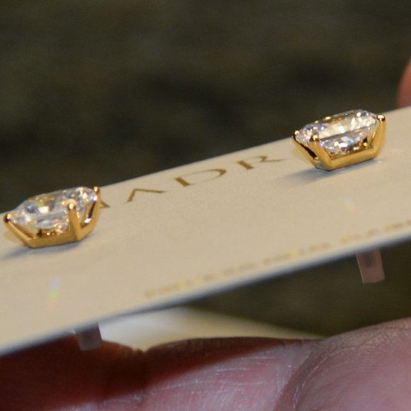 New in box! Nadri Modern Love Emerald Cut Cubic Zirconia Stud Earrings - Picture 3 of 5